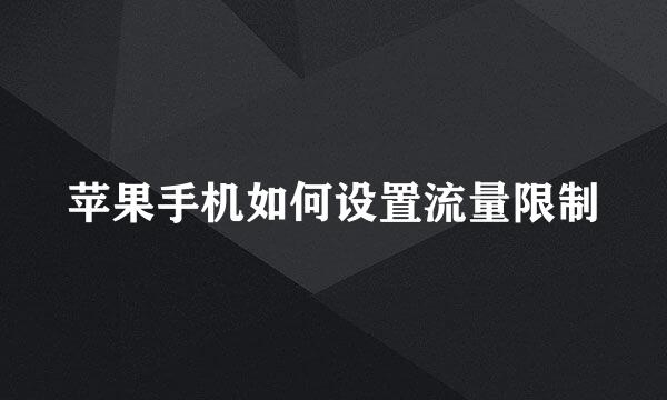 苹果手机如何设置流量限制
