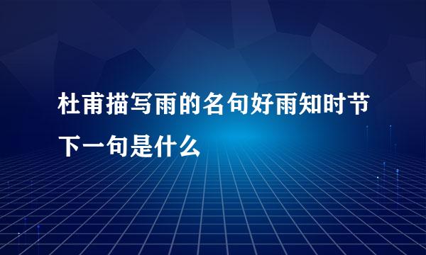 杜甫描写雨的名句好雨知时节下一句是什么