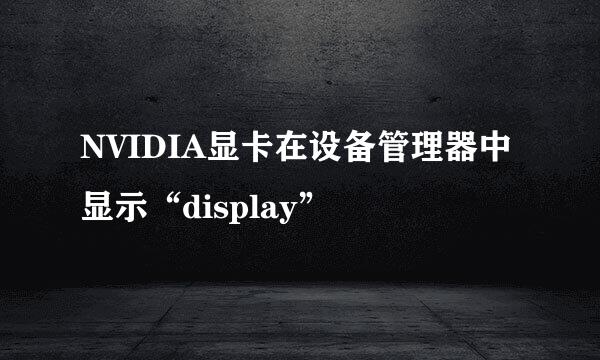 NVIDIA显卡在设备管理器中显示“display”