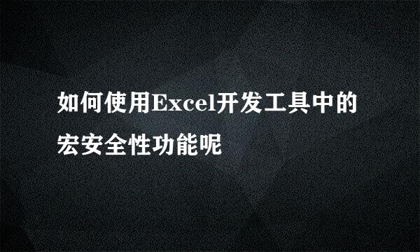 如何使用Excel开发工具中的宏安全性功能呢
