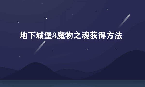 地下城堡3魔物之魂获得方法