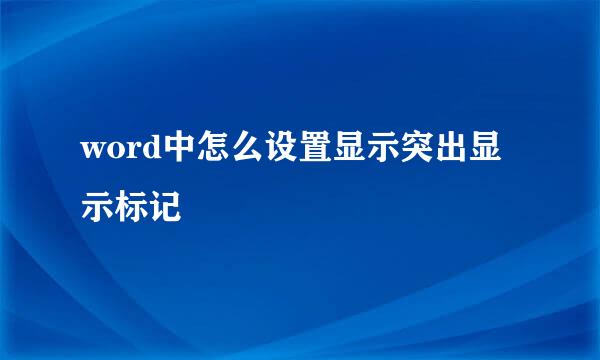 word中怎么设置显示突出显示标记