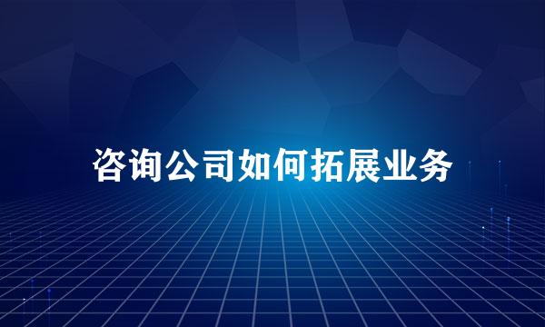 咨询公司如何拓展业务