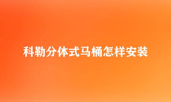 科勒分体式马桶怎样安装