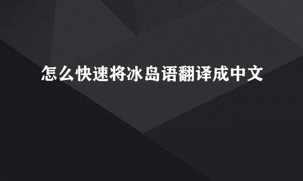 怎么快速将冰岛语翻译成中文