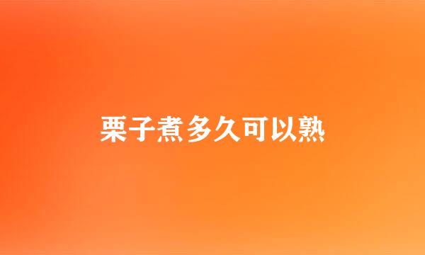 栗子煮多久可以熟