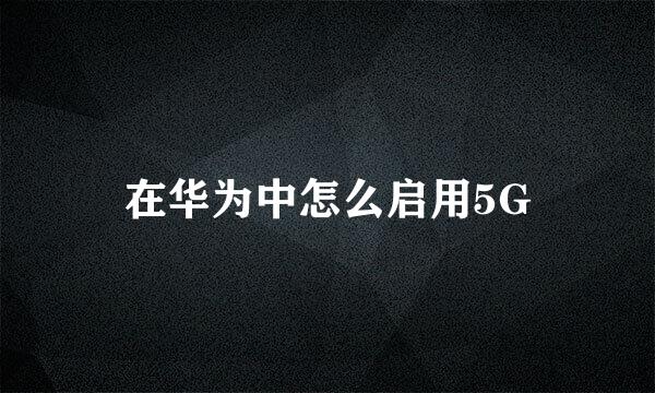 在华为中怎么启用5G