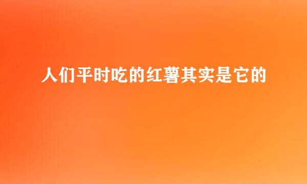 人们平时吃的红薯其实是它的