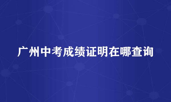 广州中考成绩证明在哪查询