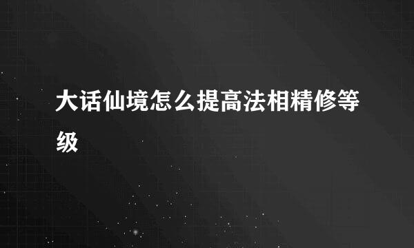 大话仙境怎么提高法相精修等级