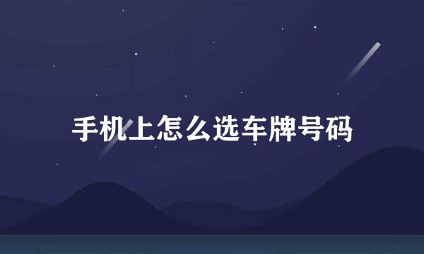 手机上怎么选车牌号码