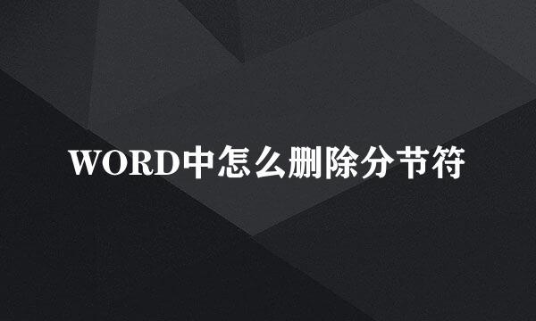 WORD中怎么删除分节符