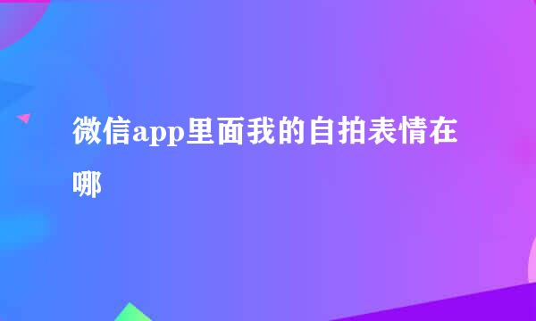 微信app里面我的自拍表情在哪