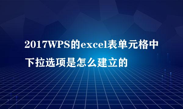 2017WPS的excel表单元格中下拉选项是怎么建立的