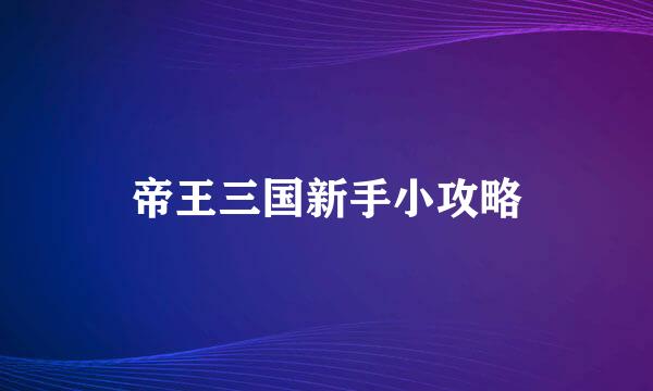 帝王三国新手小攻略