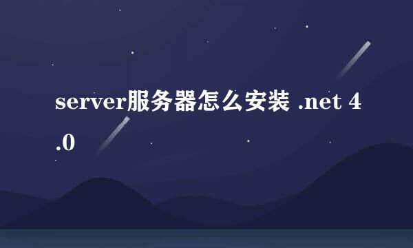 server服务器怎么安装 .net 4.0