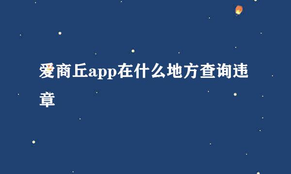 爱商丘app在什么地方查询违章