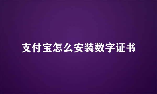 支付宝怎么安装数字证书