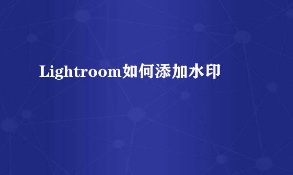 Lightroom如何添加水印