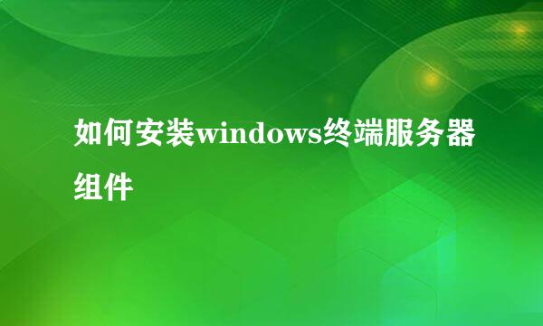 如何安装windows终端服务器组件