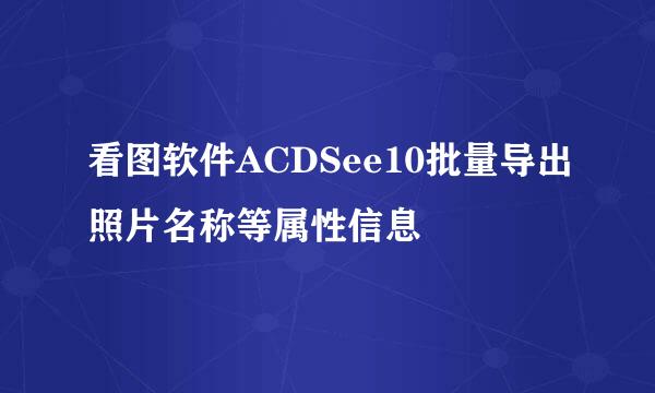 看图软件ACDSee10批量导出照片名称等属性信息