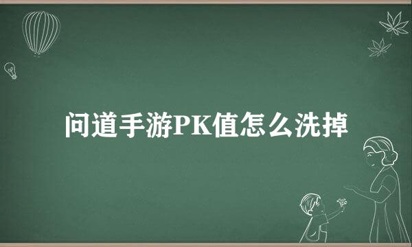 问道手游PK值怎么洗掉