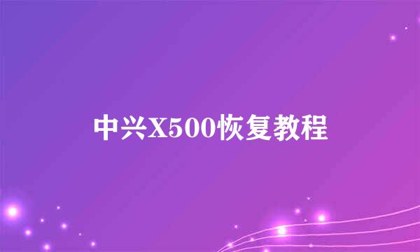 中兴X500恢复教程