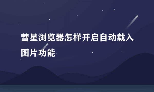 彗星浏览器怎样开启自动载入图片功能