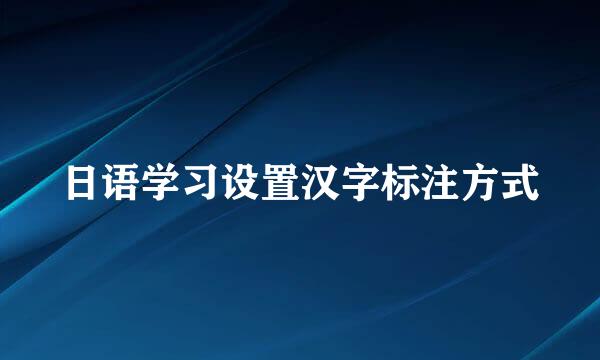 日语学习设置汉字标注方式