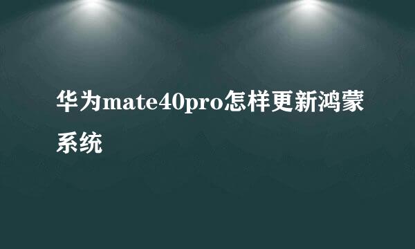 华为mate40pro怎样更新鸿蒙系统