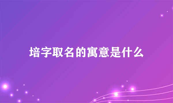 培字取名的寓意是什么
