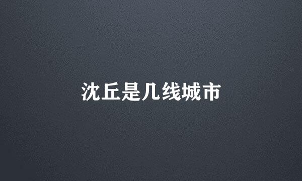 沈丘是几线城市
