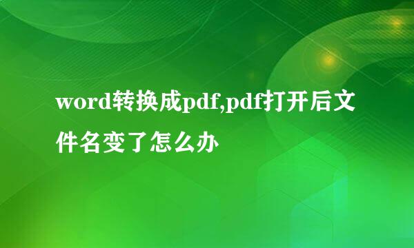 word转换成pdf,pdf打开后文件名变了怎么办