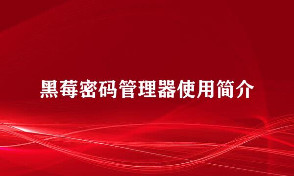 黑莓密码管理器使用简介