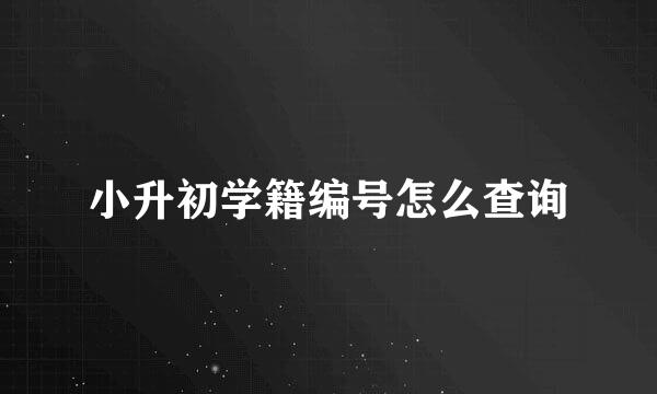 小升初学籍编号怎么查询
