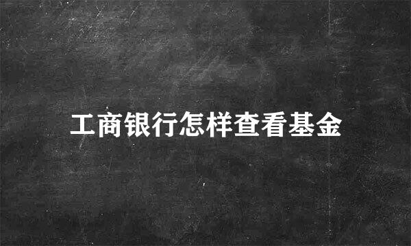 工商银行怎样查看基金