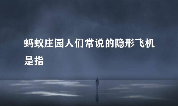蚂蚁庄园人们常说的隐形飞机是指