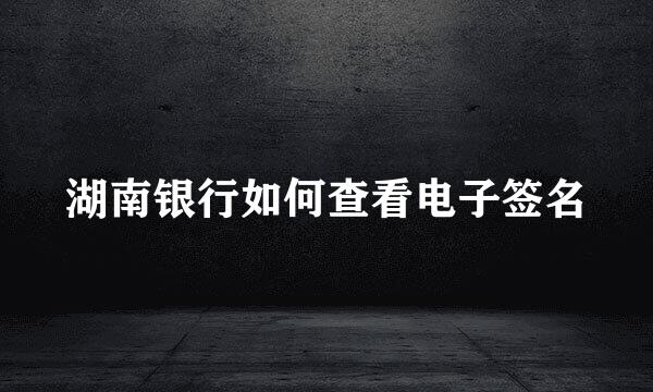 湖南银行如何查看电子签名