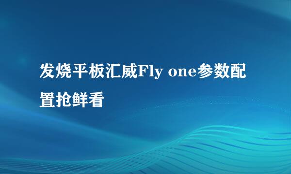 发烧平板汇威Fly one参数配置抢鲜看