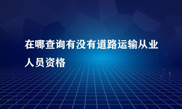 在哪查询有没有道路运输从业人员资格