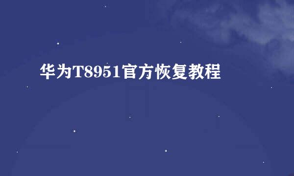 华为T8951官方恢复教程