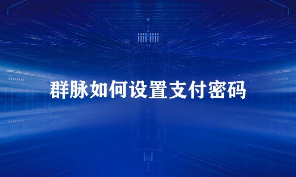 群脉如何设置支付密码