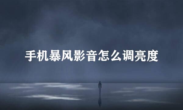 手机暴风影音怎么调亮度