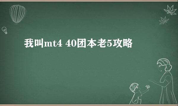 我叫mt4 40团本老5攻略