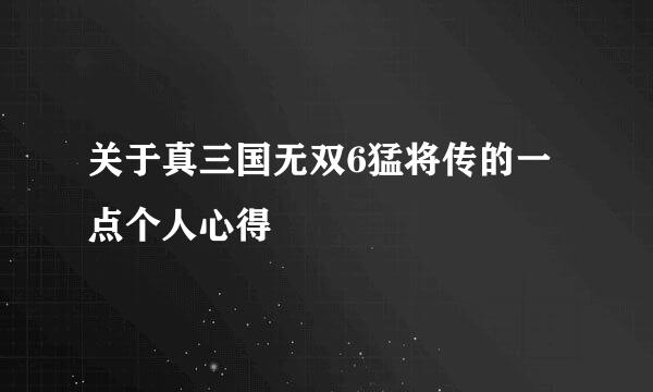 关于真三国无双6猛将传的一点个人心得
