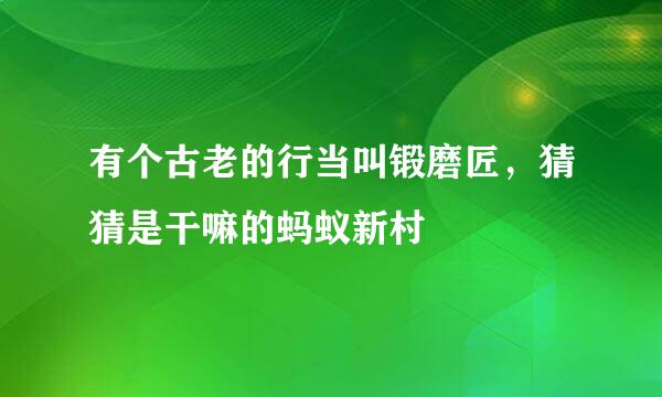 有个古老的行当叫锻磨匠，猜猜是干嘛的蚂蚁新村