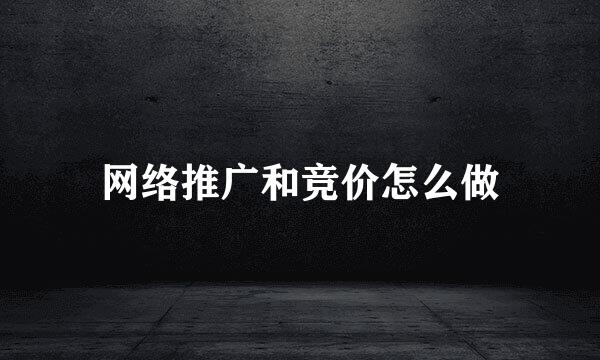 网络推广和竞价怎么做
