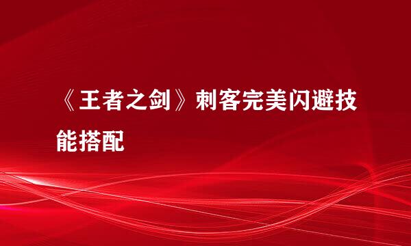 《王者之剑》刺客完美闪避技能搭配
