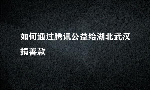 如何通过腾讯公益给湖北武汉捐善款