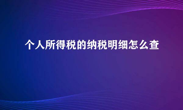 个人所得税的纳税明细怎么查